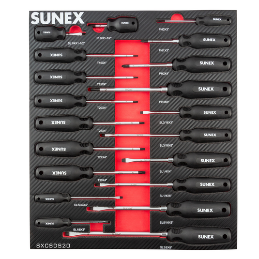SUNEX Phillips&reg;; Slotted & Torx&reg; Magnetic 20 Piece Screwdriver Set in EVA Foam