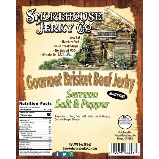 Tender Heifer Snack Co. Serrano Salt & Pepper Beef Jerky - 3oz