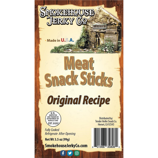 Tender Heifer Snack Co. Original Recipe Flavored Meat Snack Sticks 3.5 Ounce