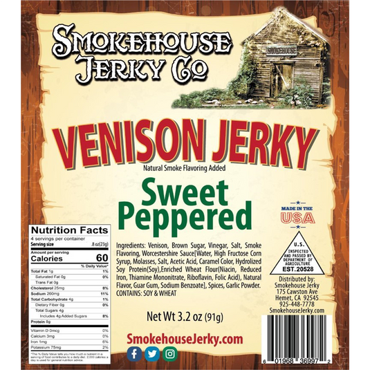 Tender Heifer Snack Co. Venison Sweet Peppered