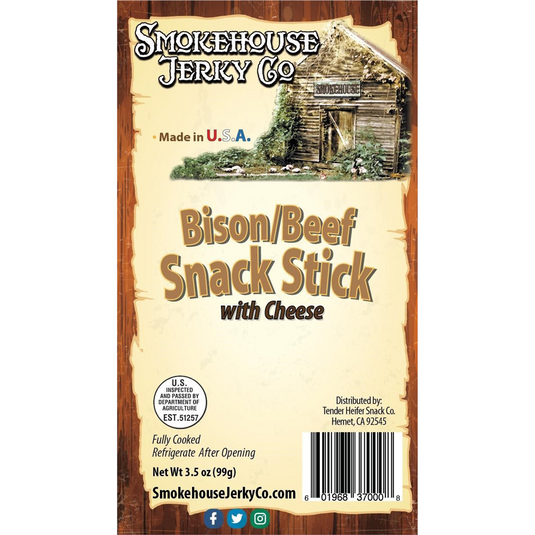Tender Heifer Snack Co. Bison Beef Snack Stick W/Cheese