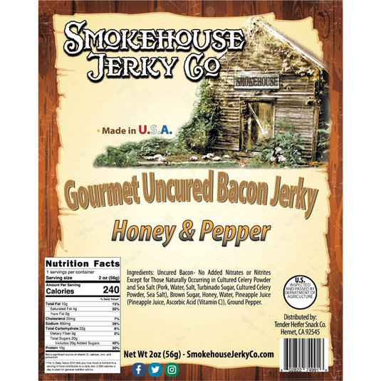 Tender Heifer Snack Co. Honey Pepper Bacon Jerky - GLUTEN FREE - 2oz