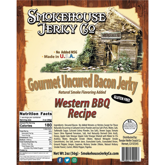 Tender Heifer Snack Co. Western Barbecue Bacon Jerky - GLUTEN FREE -2 oz