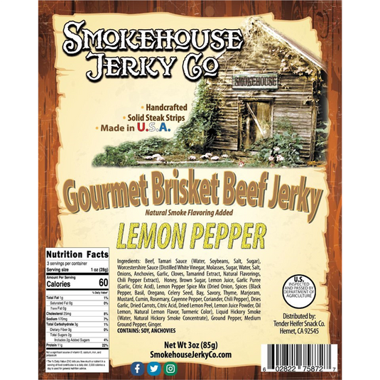 Tender Heifer Snack Co. Lemon Pepper Beef Jerky 3  Ounce - Beef Jerky