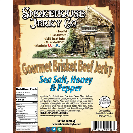 Tender Heifer Snack Co. Sea Salt Honey & Pepper Brisket Beef Jerky - 3 oz
