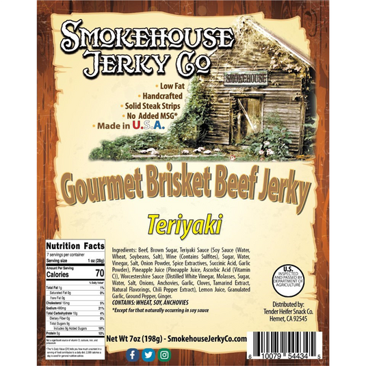 Tender Heifer Snack Co. Teriyaki Beef Jerky 7  Ounce - Beef Jerky