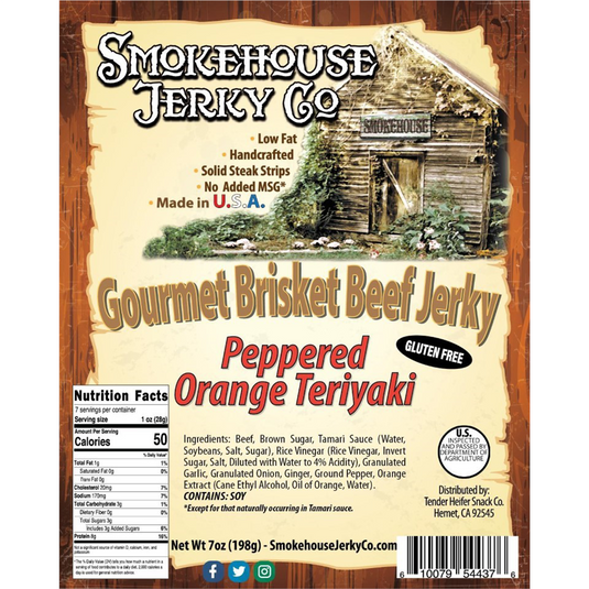 Tender Heifer Snack Co. Peppered Orange Teriyaki Beef Jerky 7  Ounce - Beef Jerky