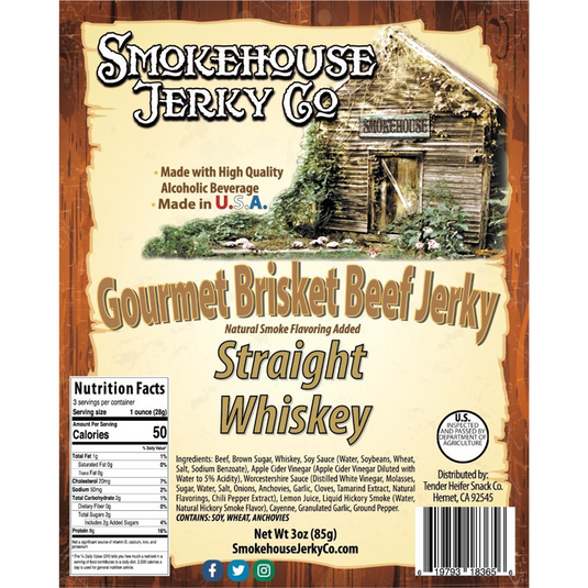 Tender Heifer Snack Co. Straight Whiskey Brisket Beef Jerky - 3 oz