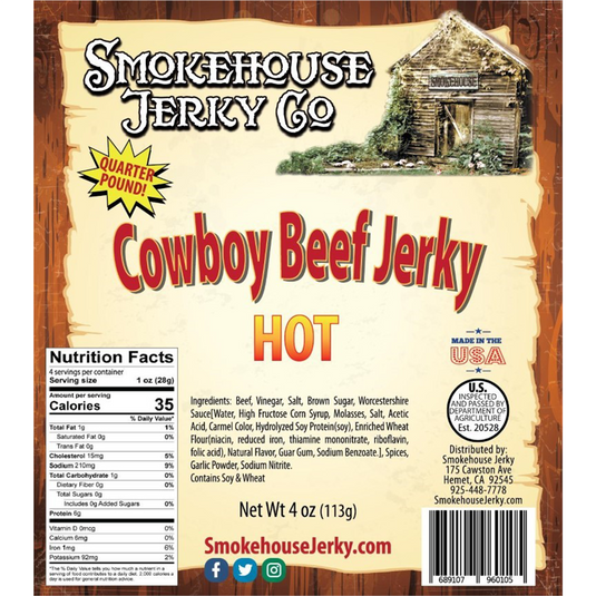 Tender Heifer Snack Co. Cowboy Cut Hot Beef Jerky 4 Ounce