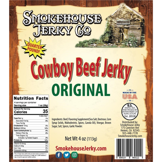 Tender Heifer Snack Co. Cowboy Cut Original Beef Jerky 4 Ounce