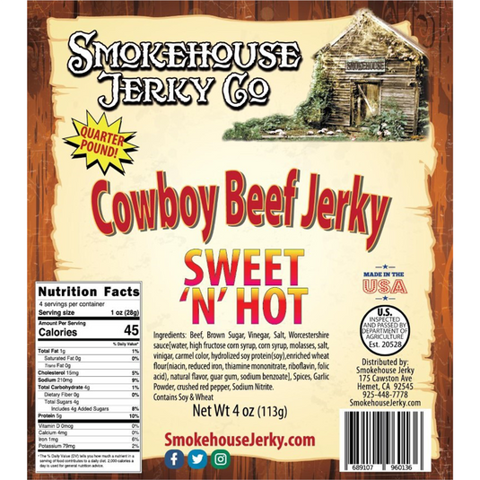 Tender Heifer Snack Co. Cowboy Cut Sweet Hot Beef Jerky 4 Ounce