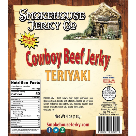 Tender Heifer Snack Co. Cowboy Cut Teriyaki Beef Jerky 4 Ounce