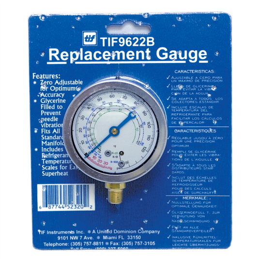 TIF Instruments REFRIGERANT GAUGE GLYCERINE LOW SIDE R12