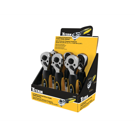 Titan 6 Pc. 1/4 in. and 3/8 in. Drive Dual Head Stubby Ratchet Counter Display