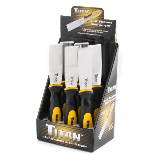 TITAN 6PC 1 1/4"" Stainless Steel Scraper Display