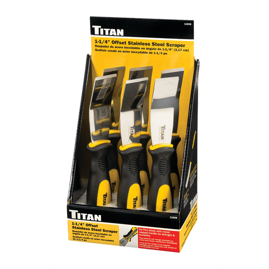 TITAN 6PC 1 1/4"" Offset Stainless Steel Scraper Display
