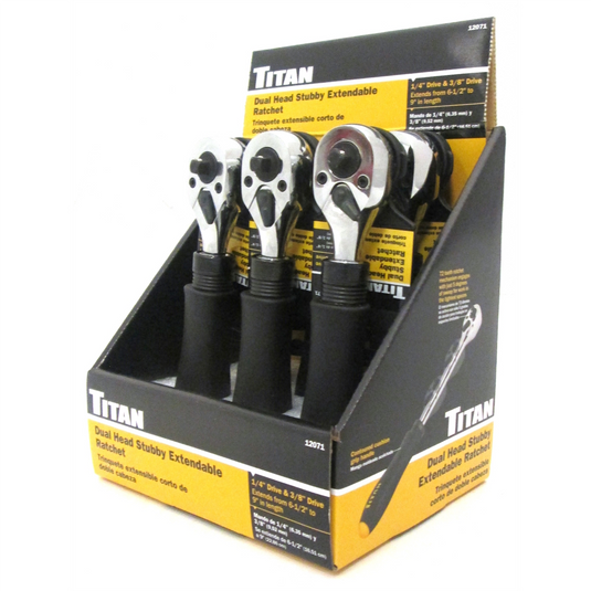 TITAN 6PC Dual-headed 1/4"" & 3/8""Dr Std Ratchet Display