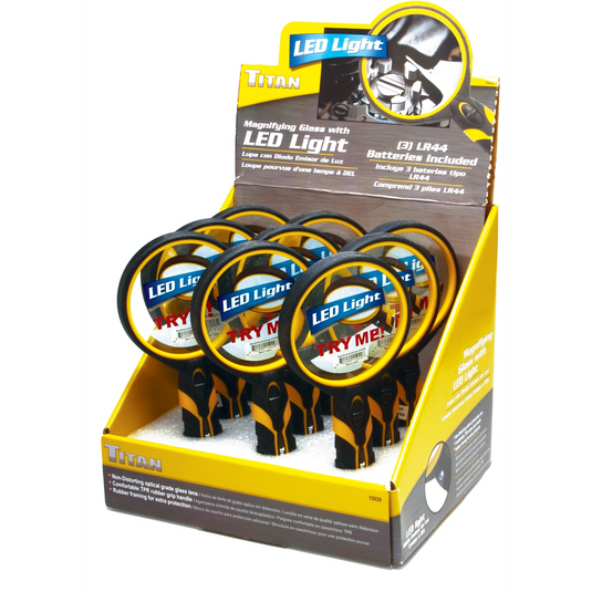 TITAN 9PC Lighted 2.2X Magnifying Glass Display
