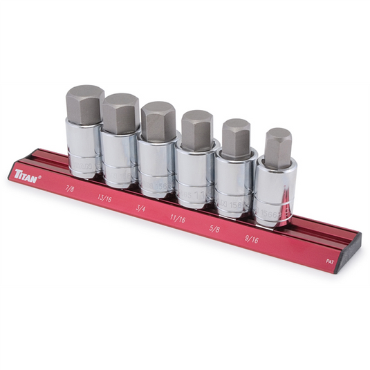 TITAN 6 Pc. 1/2"" Drive Sae Large Hex Bit