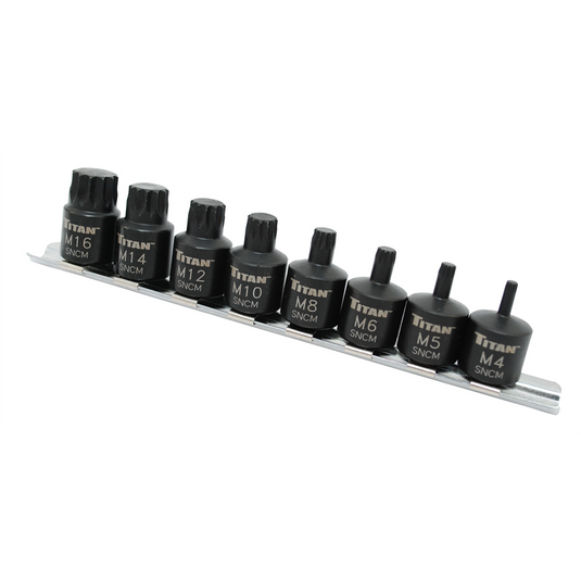 TITAN 9 Pc. 3/8"" Drive Stubby Triple Squ