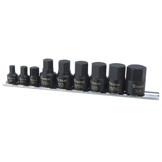 TITAN 9-PC 1/4"" DR STUBBY SAE HEX BI