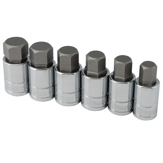 TITAN 6-PC 1/2"" DR SAE LARGE HEX BIT