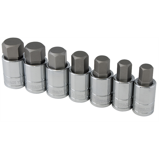 TITAN 7-PC 1/2"" DR METRIC LARGE HEX