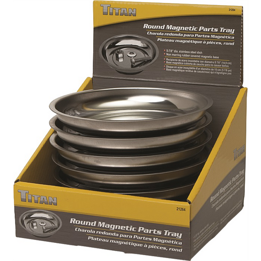 Titan 5-7/8 in. Round Magnetic Parts Tray 6 Pc. Counter Display