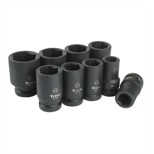TITAN 9-PC 1"" DR SAE DEEP IMPACT SOC
