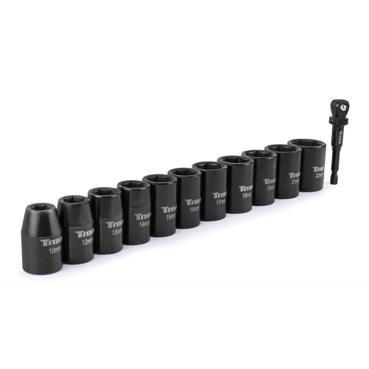 Titan 12 Piece 1/2 Inch Drive 6 Point Metric Standard Impact Socket Set