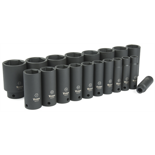 TITAN 19-PC 1/2"" DR SAE DEEP IMPACT