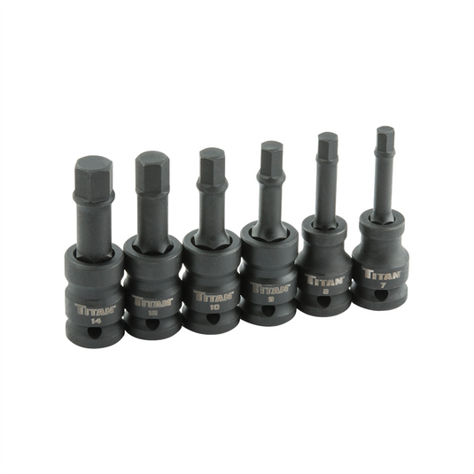 TITAN 6-PC 1/2"" DR MM HEX IMPACT BIT