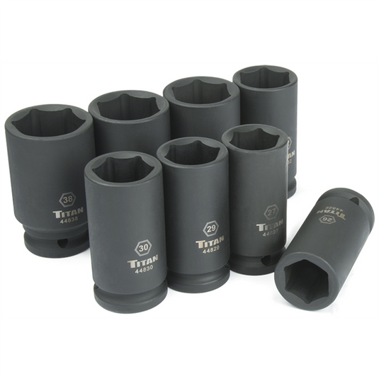 TITAN 8-PC 3/4"" DR METRIC DEEP IMPAC