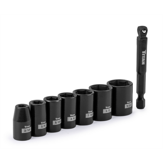 Titan 8 Piece 1/4 Inch Drive 6 Point SAE Impact Socket Set