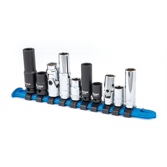 TITAN 10 pc. 1/4 in. and 3/8 in. Dr. 10 mm Socket Set