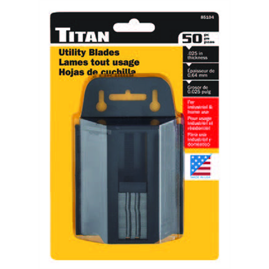 Titan 50 Piece Heavy-Duty Utility Knife Blades in Dispenser