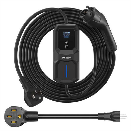 Topdon PulseQ AC Portable 32A Level 2 Portable EV Charger 32A; NEMA14-50P w/5-15P Adaptor