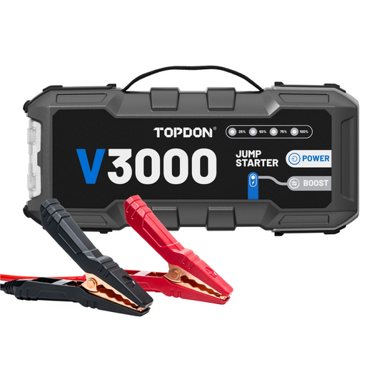 Topdon V3000 - 3000A 12V Heavy Duty Lithium Ion Battery Jumpstarter; Power Bank; and Flashlight