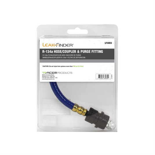 Tracer Products R-134A hose; coupler and purge fitting