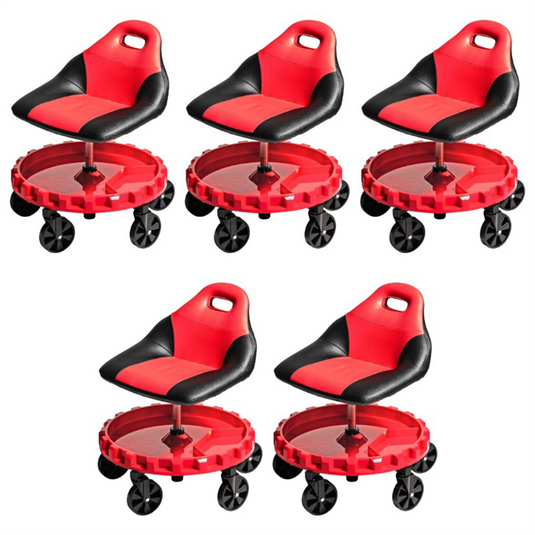 Traxion 2-700 ProGear Mobile Rolling Gear Race Seat with Tray and Five All Terrain Casters - Red - 5 Pack