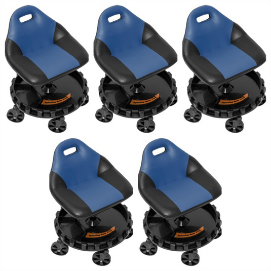Traxion 2-701 ProGear Mobile Rolling Gear Race Seat with Tray and Five All Terrain Casters - Blue- 5 Pack