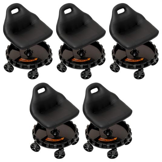 Traxion 2-702 ProGear Mobile Rolling Gear Race Seat with Tray and Five All Terrain Casters - Black - 5 Pack