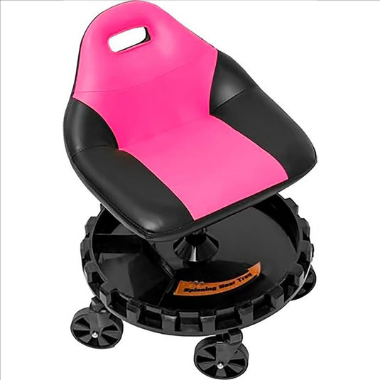 Traxion 2-706  ProGear Mobile Rolling Gear Race Seat with Tray and Five All Terrain Casters - Pink