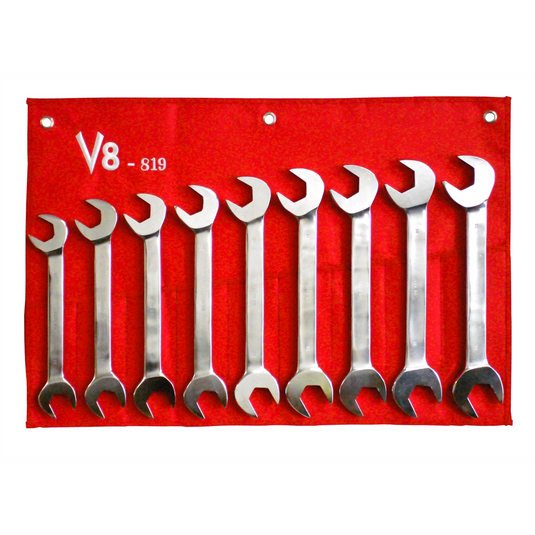V-8 Tools 9pc Jumbo metric angle wrench set; sizes 24-32mm
