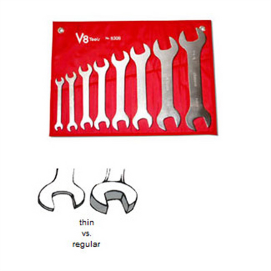 V-8 Tools 8PC SUPER THIN WRENCH SET; SAE