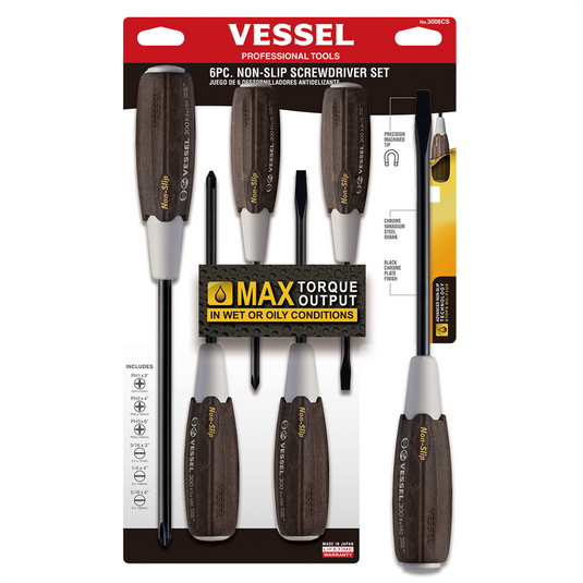 Vessel WOOD-COMPO Non-Slip Screwdriver 6PC. Set