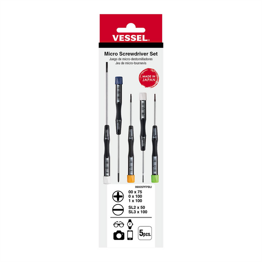 Vessel Tools Micro Screwdrivers Set (PH 3pcs; SL 2pcs)