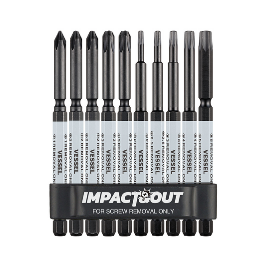 Vessel Tools Impact & Out Screw Removing Bit ASSORTMENT