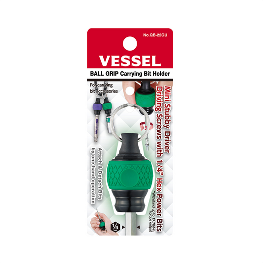 Vessel Tools BALL GRIP Carrying Bit Holder (Green) No.QB-22GU