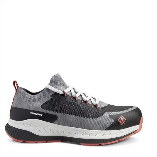 Workwear Outfitters Terra Eclipse Athletic Work Shoe Grey/Red ESD Composite Toe Size 8.5